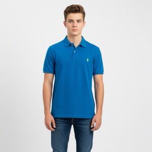 Boys polo-by US Polo Assn-blue & green Sz XL